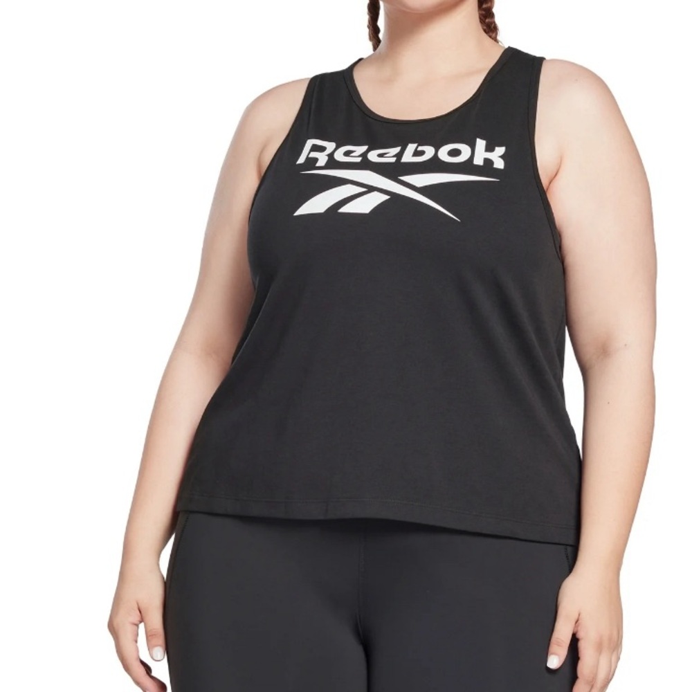 Reebok Womens Black Graphic Logo Sleeveless Racerback Athletic  Tank Top Plus 2x
